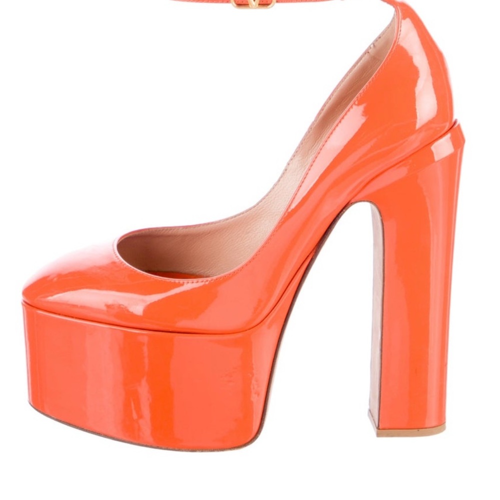 Orange Platform Pumps